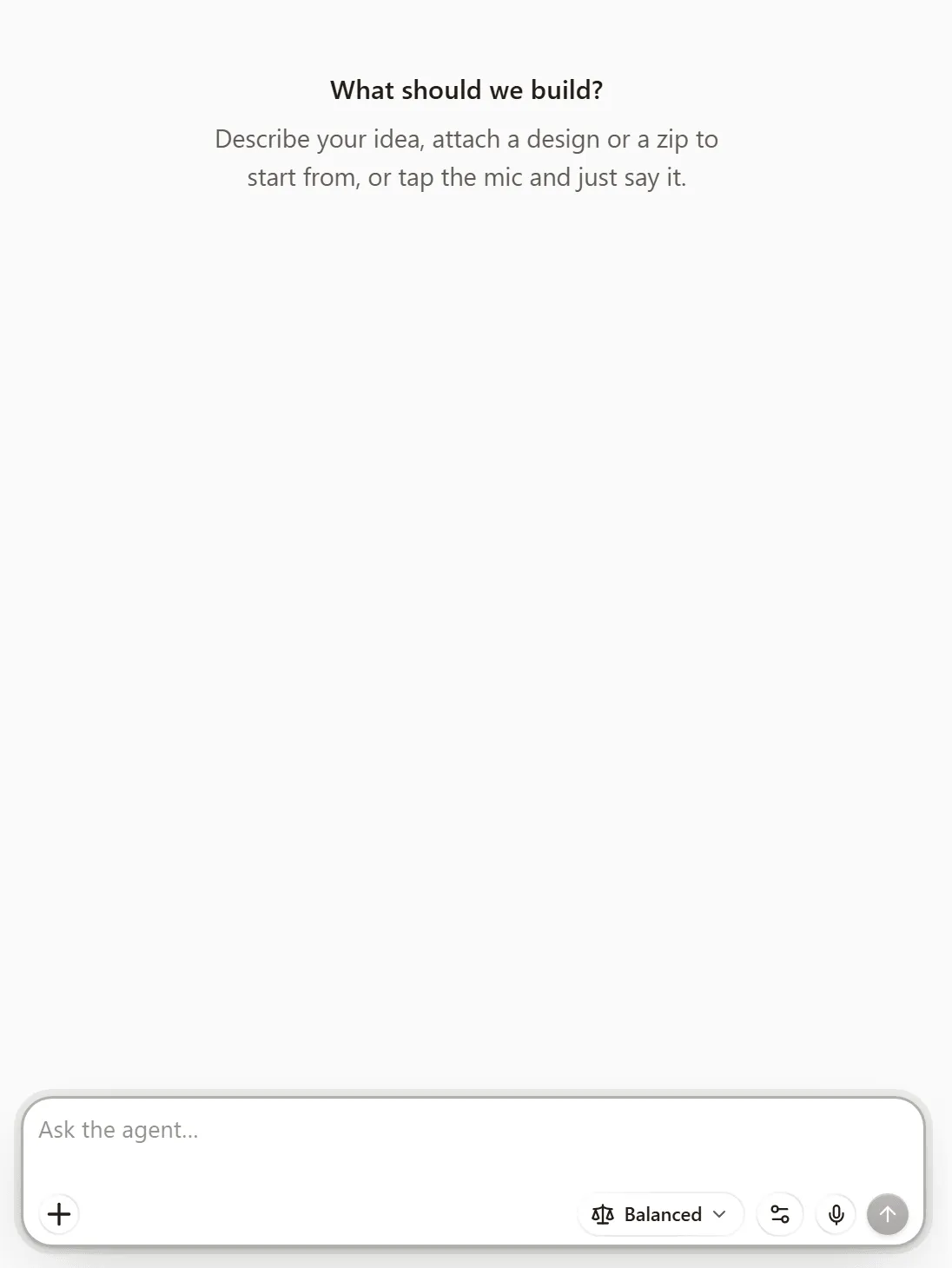 A new project before the first message: the composer, waiting for your request.